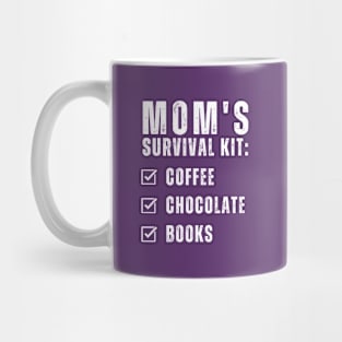 Mom's Survival Kit Coffee Chocolate Books Mom and Daughter matching Mug